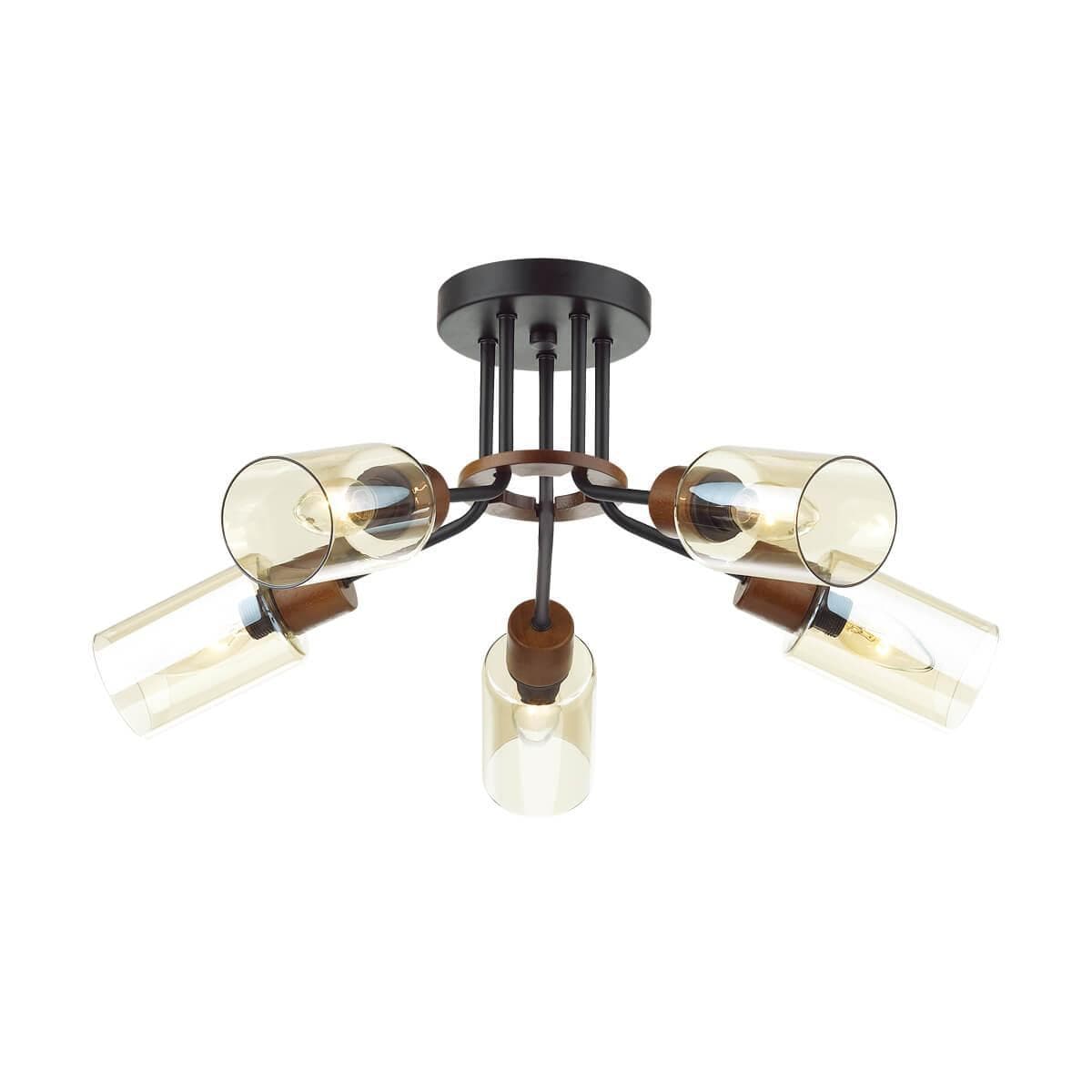 Lumion 4492/5C COUNTY LN21 203 черный, дерево Люстра потолочная E14 5*60W 220V FERN