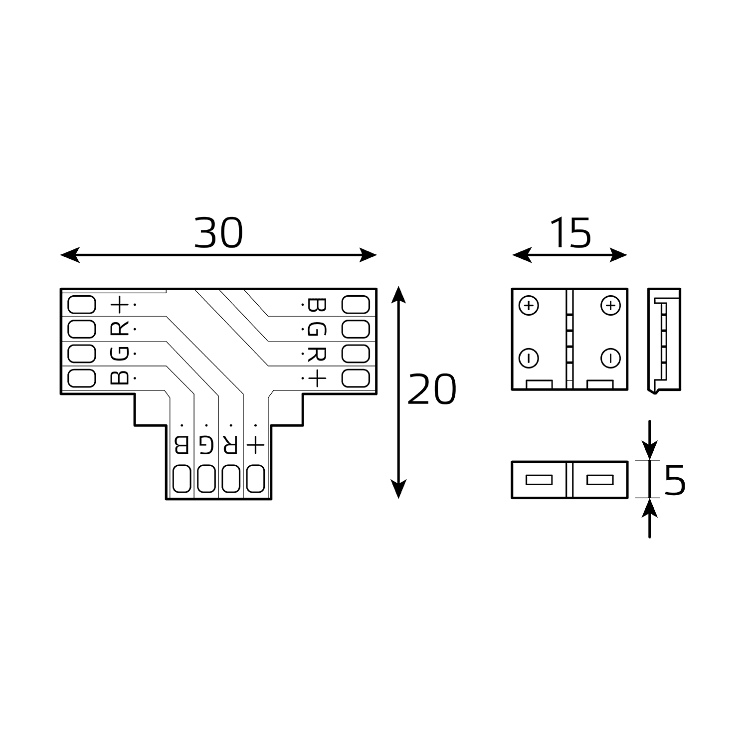 Gauss Набор коннекторов Basic для LED-ленты Т-образный RGB3014/5050/5060/5630 12V 10mm IP20 BT430 — миниатюра 5