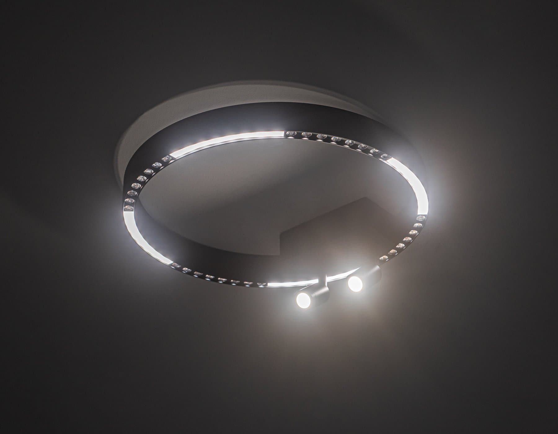 Ambrella Светильник потолочный светодиодный FL5806/1+2 BK черный 25W 3000K/4200K/6400K D400*95 (без ПДУ) — миниатюра 2