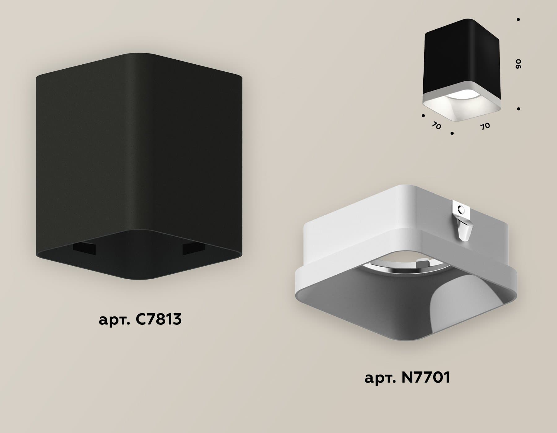Ambrella Комплект накладного светильника XS7813001 SBK/SWH черный песок/белый песок MR16 GU5.3 (C7813, N7701) — миниатюра 2