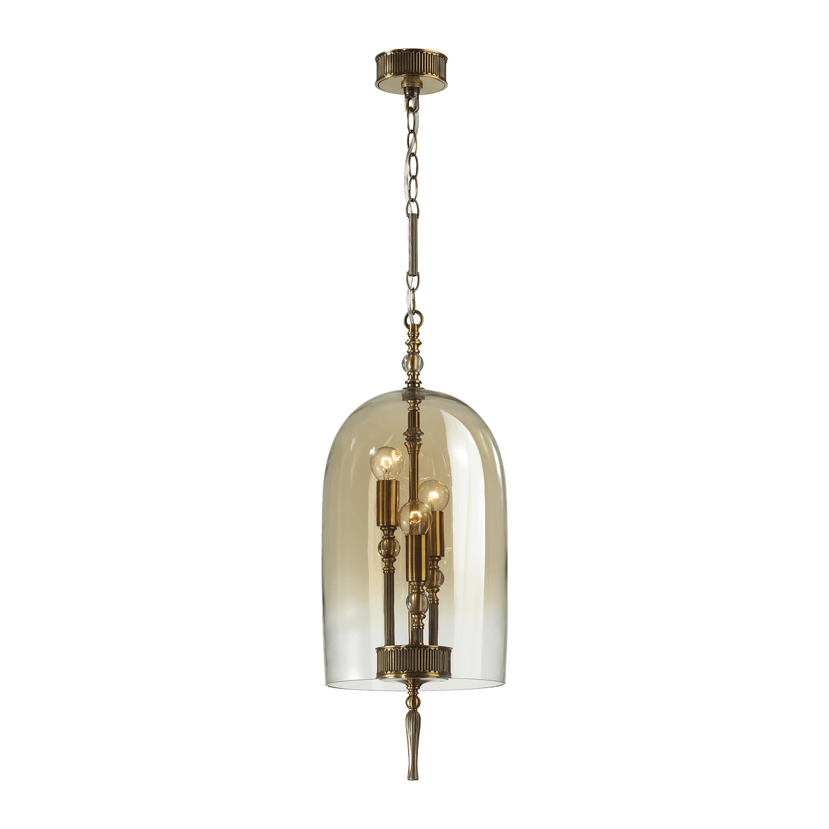Odeon Light 4892/3 NEO ODL_EX22 27 бронзовый с патиной/"коньячный"/стекло Подвес E14 3*40W BELL — миниатюра 2