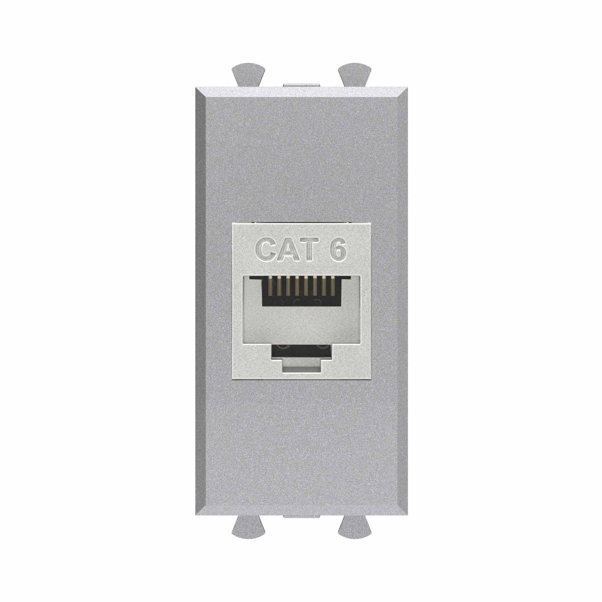DKC Компьютерная розетка RJ-45 без шторки модульная, кат.6 экранированная, "Avanti", "Закаленная сталь", 1 модуль — миниатюра 1