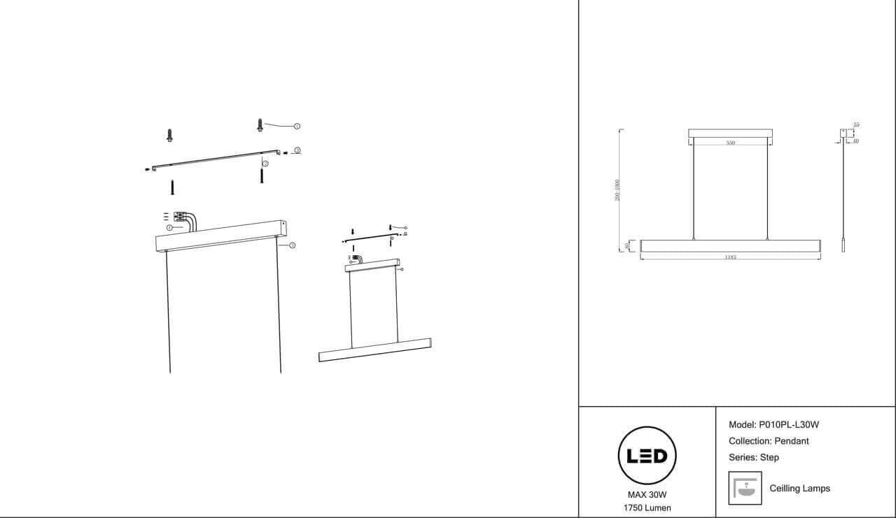 Maytoni Technical Step Белый Подвесной светильник LED 30W 1750Лм P010PL-L30W — миниатюра 10