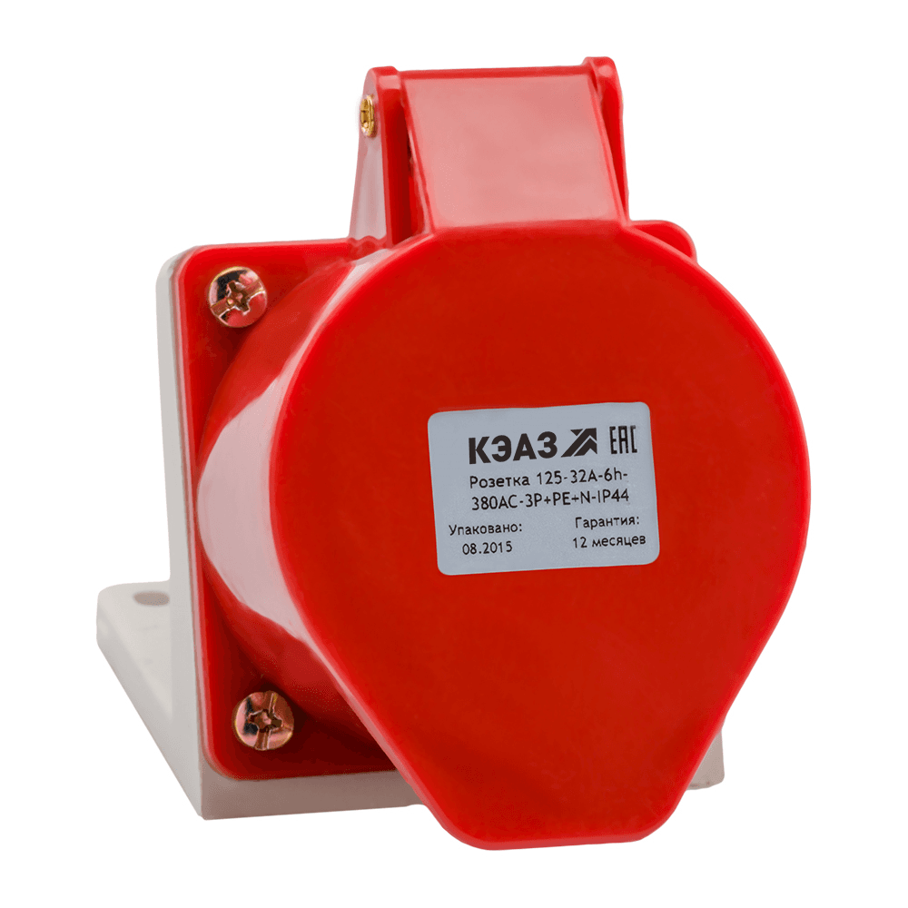 КЭАЗ Розетка для монтажа на поверхность 115-16А-6h-380AC-3P+PE+N-IP44