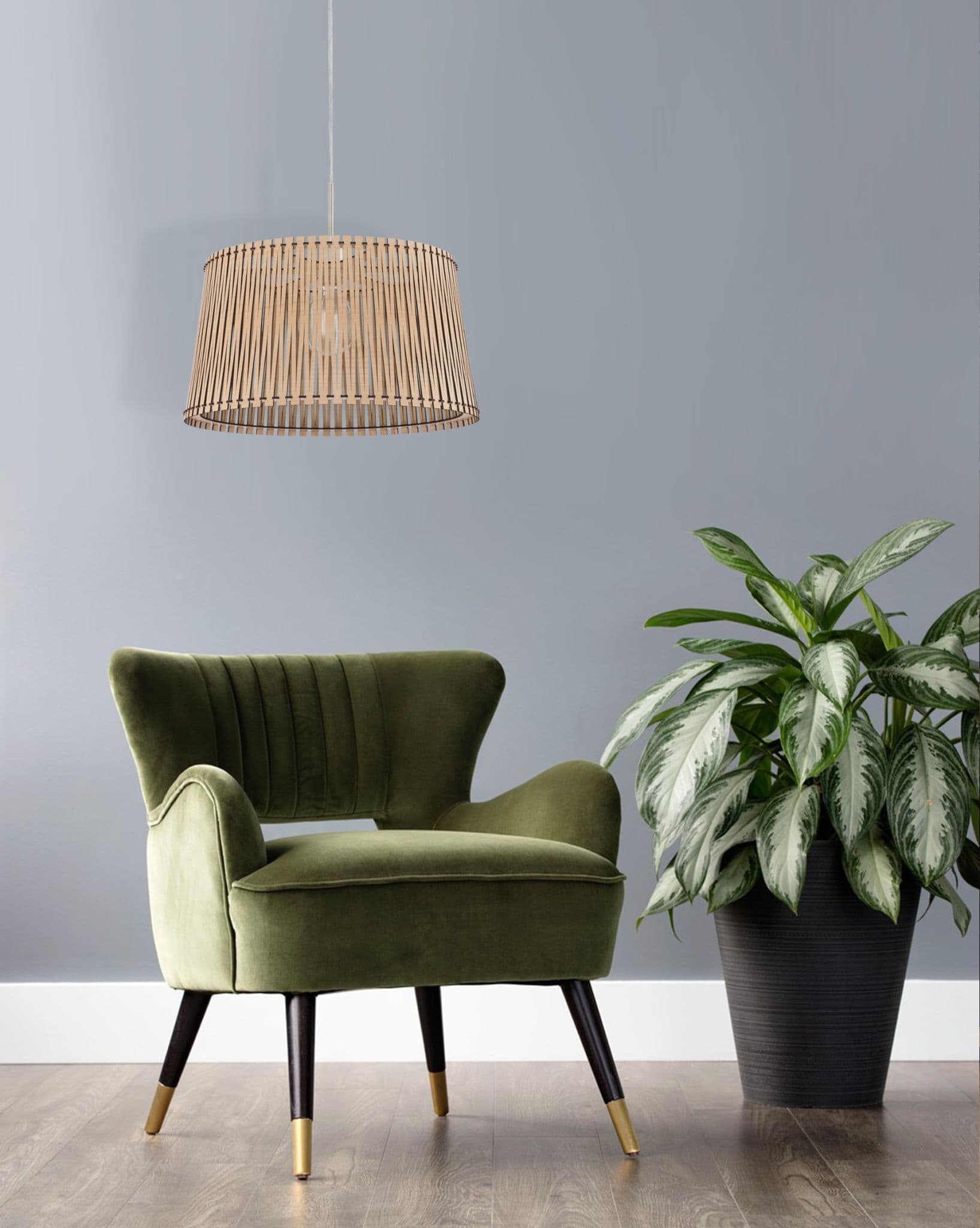 Eglo Подвес SENDERO, 1х60W(E27), Ø450, H1300, сталь, никель мат./дерево, клен 96193 — миниатюра 2