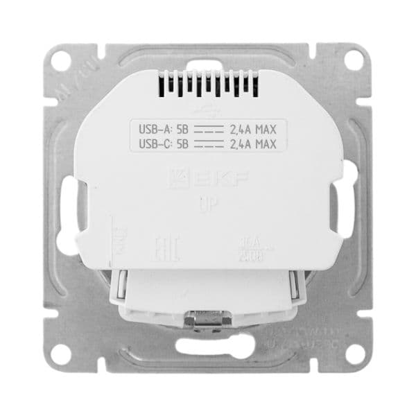EKF Механизм розетки с USB-A+С - 2шт, 16А, с заземлением, со шторками, алюминий Эпика — миниатюра 7