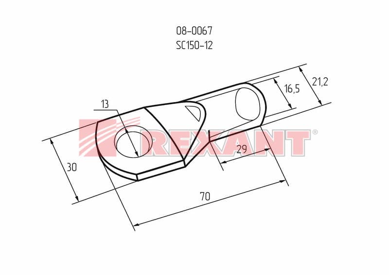 Наконечник кольцевой (НК ø13мм) 150мм² (ТМЛ (DIN) 150-12) Rexant 08-0067 — миниатюра 3