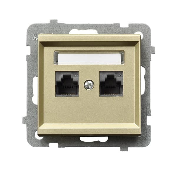 Ospel Sonata Шампанский золотой Розетка компьютерная 2-я, категория 5e, RJ-45, без рамки GPK-2R/K/m/39