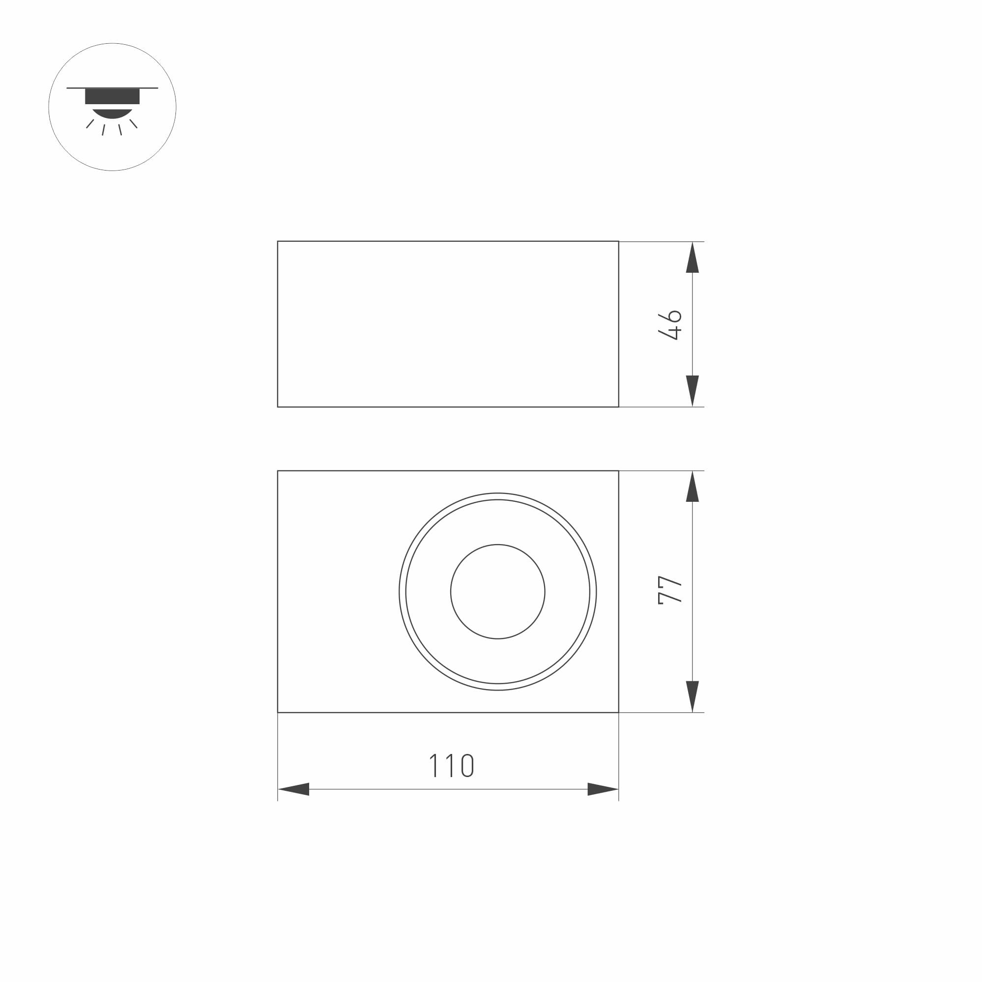 Arlight Корпус PLURIO-BASE-SURFACE-S112x79 (BK, 1-2, 200mA) (IP20 Металл, 3 года) 031710 — миниатюра 2
