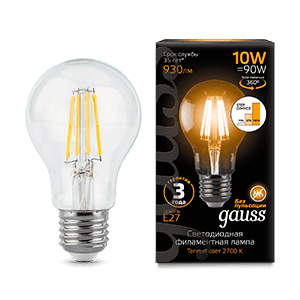 Gauss Лампа Filament А60 10W 930lm 2700К Е27 шаг. диммирование LED 102802110-S — миниатюра 1