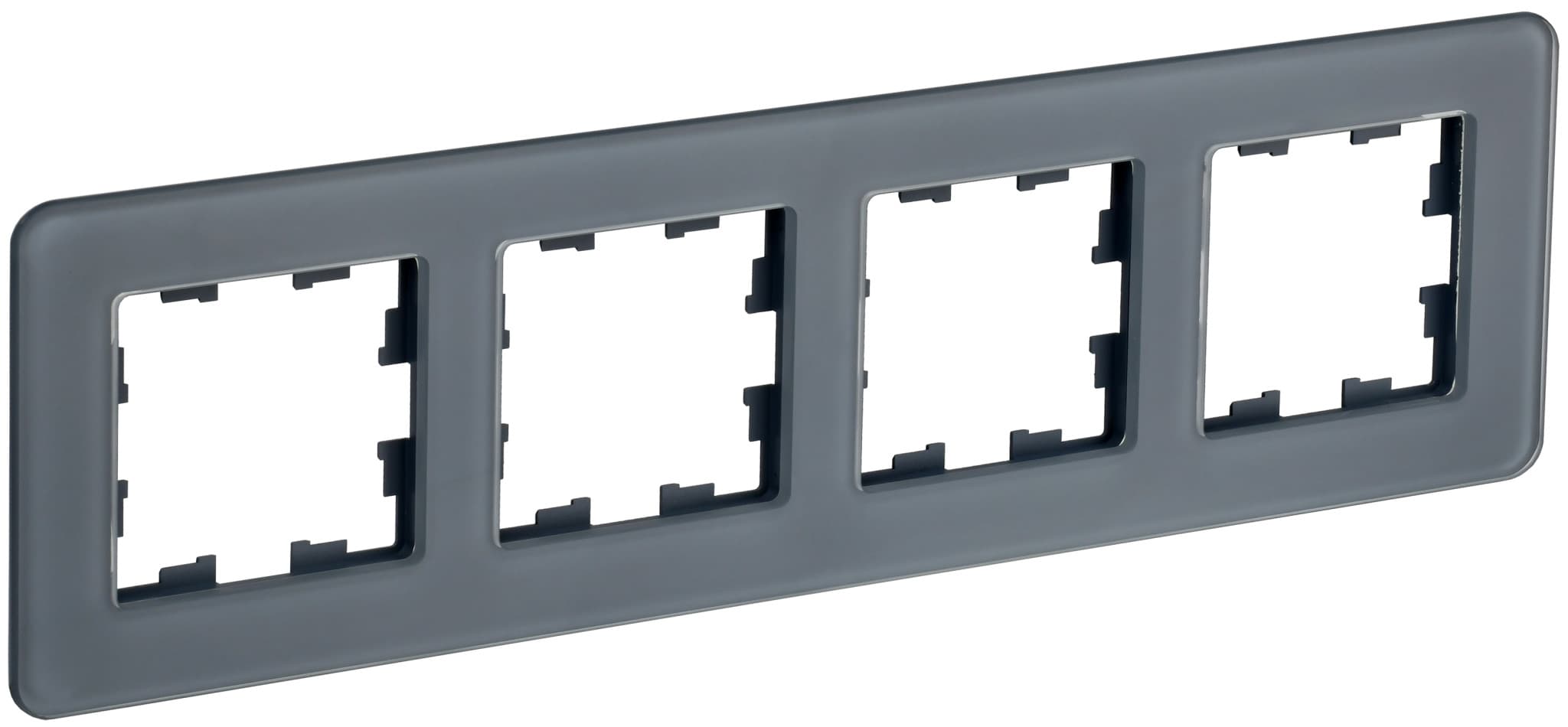 IEK BRITE DECOR Графит матовый стекло скругл.угол  Рамка 4-м РУ-4-2-Бр RE