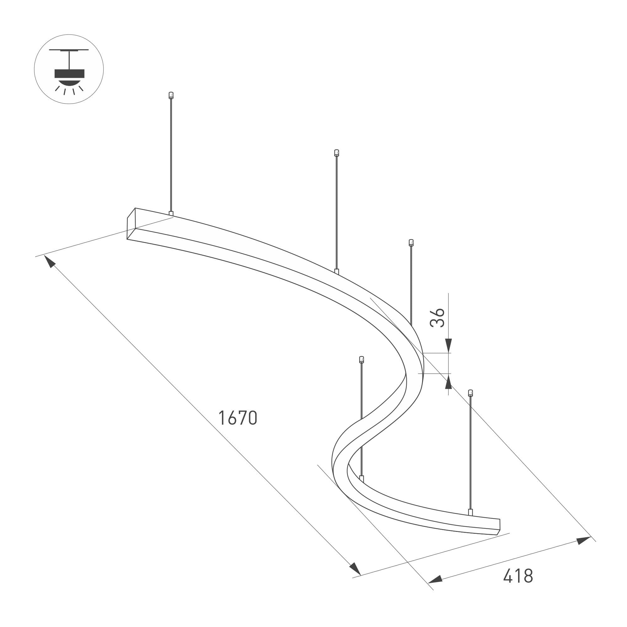 Arlight Светильник SP-LINE-HANG ARC-S3535-D800-65W Warm3000 (WHITE, 230V) ( Металл) 034051(1) — миниатюра 2