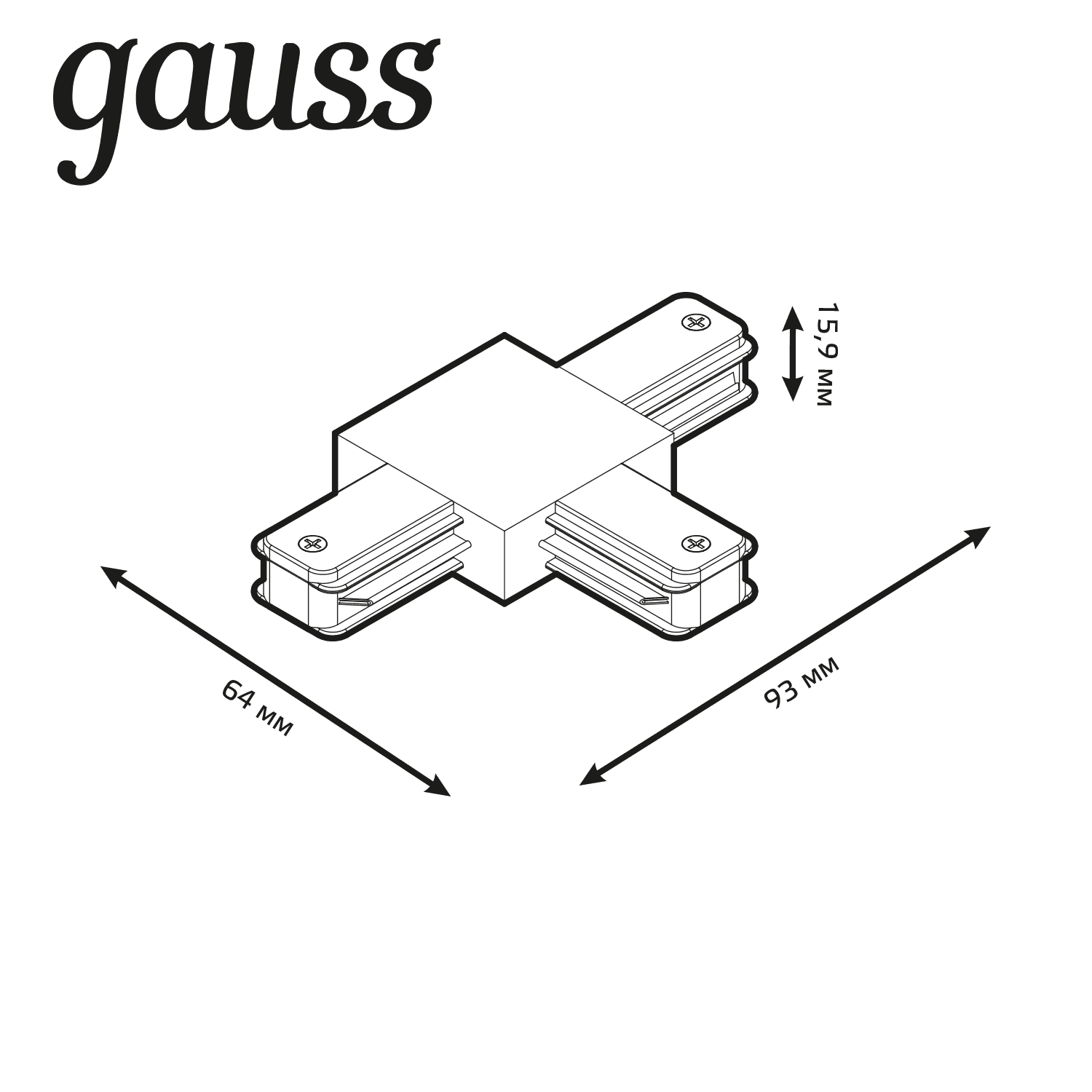 Gauss Коннектор для трековых шинопроводов (T) белый TR110 — миниатюра 2