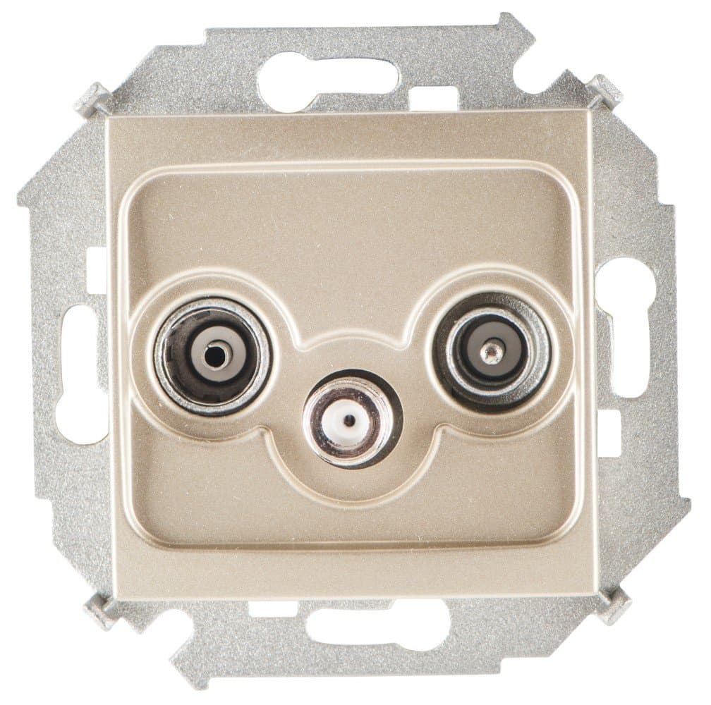 Simon 15 Шампань Розетка R-TV-SAT одиночная, винт.зажим 1591466-034