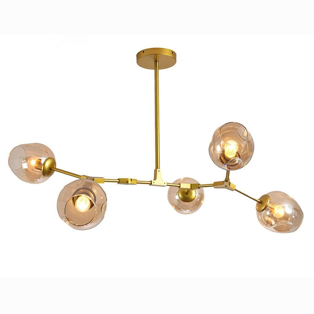 Kink Light 07512-5,33 Люстра Нисса матовое золото (медовые плафоны)  w108*80 h45/65 E27 5*40W — миниатюра 1