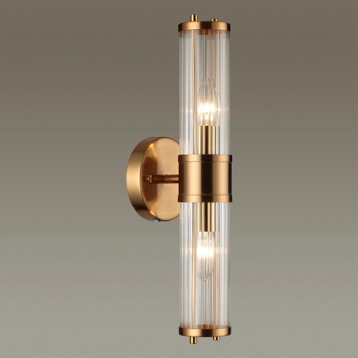 Odeon Light 4946/2W DROPS ODL22 553 бронзовый/прозрачный/стекло Настенный светильн. E27 1*40W IP44 KEPA — миниатюра 4
