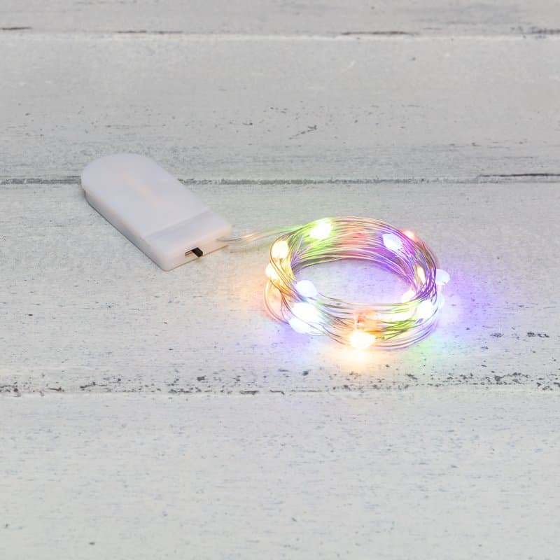 NEON-NIGHT Гирлянда «Роса» с крупными каплями 2 м, 20 LED, цвет свечения мультиколор, 2хCR2032 в комплекте, тонкий батарейный блок 302-009