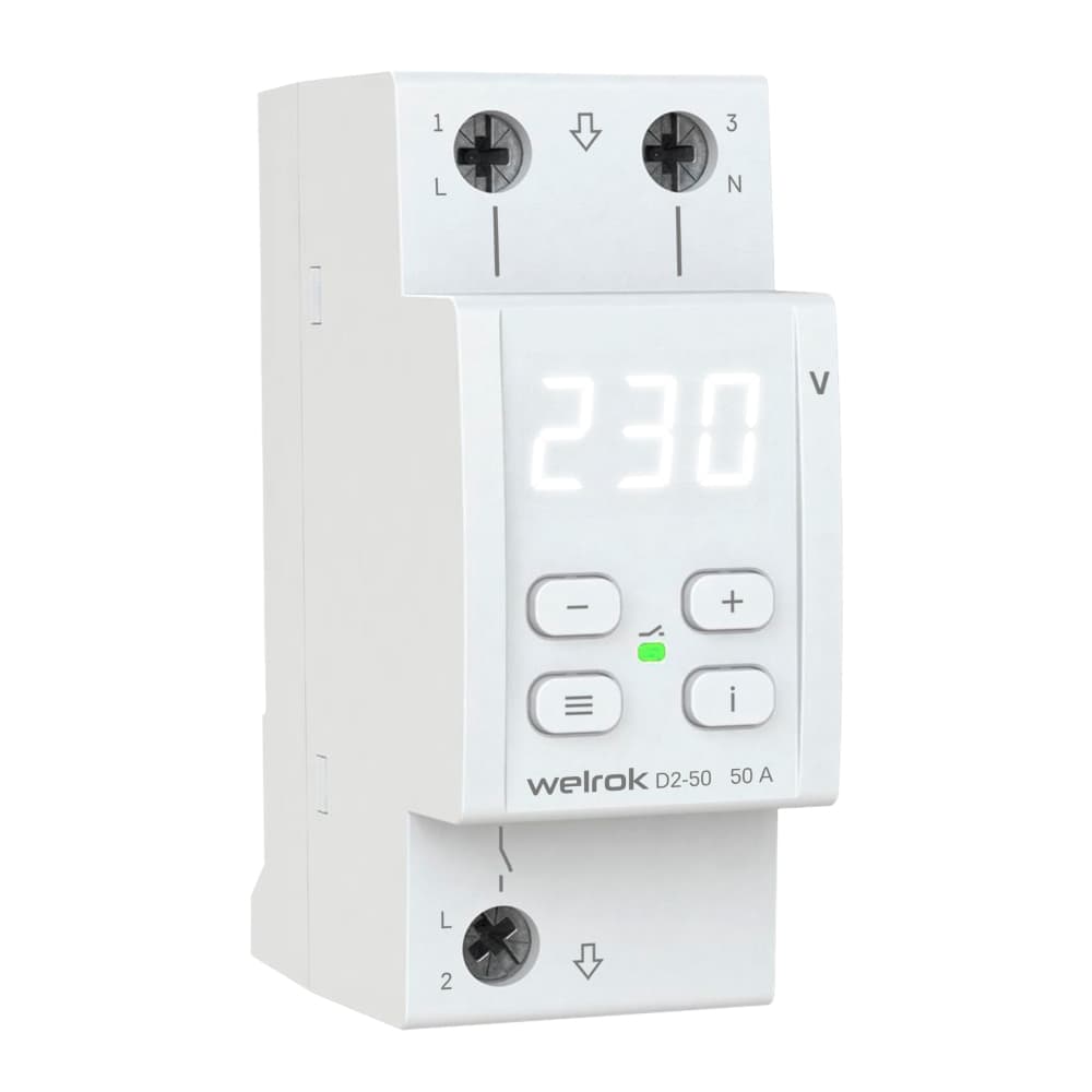 Welrok D2-50 Реле напряжения 50 А (max 60 A) 11 000 ВА — миниатюра 12