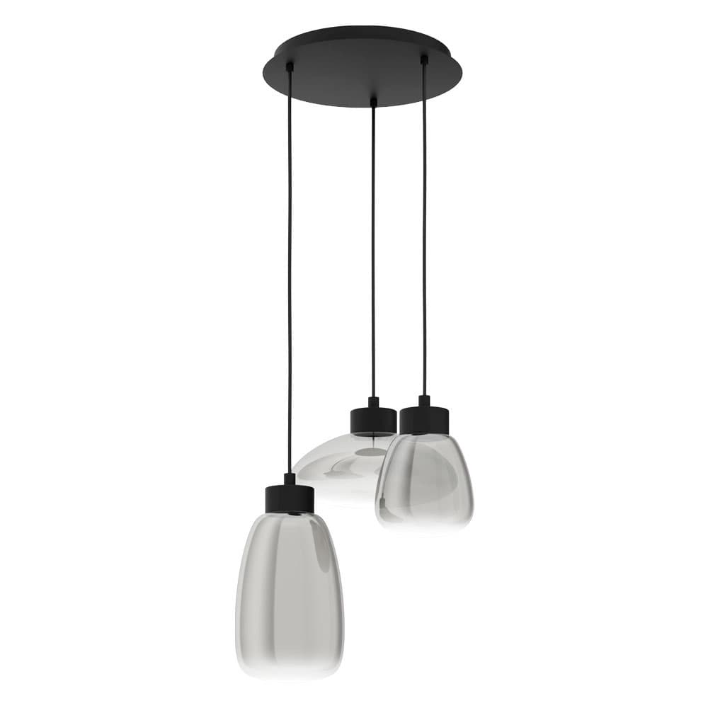 Eglo SARNARRA Подвес светодный димм, 3x6W(LED), Ø465, H1500, 3х380lm, сталь, черный/cтекло с напылением, черный-прозрачный 39784