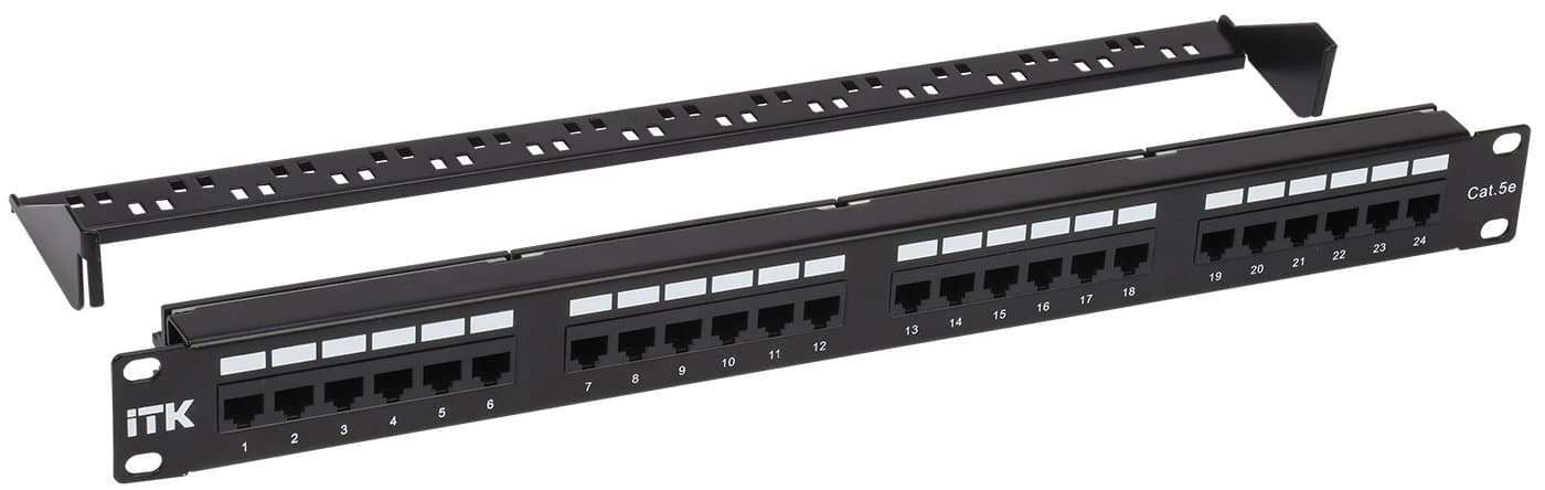 IEK ITK 1U патч-панель кат. 5Е UTP 24 порта (Dual) с каб. орг-м PP24-1UC5EU-D05-1