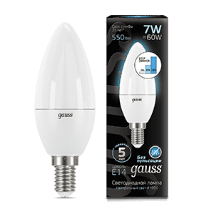 Gauss Лампа Свеча 7W 550lm 4100К E14 шаг. диммирование LED 103101207-S