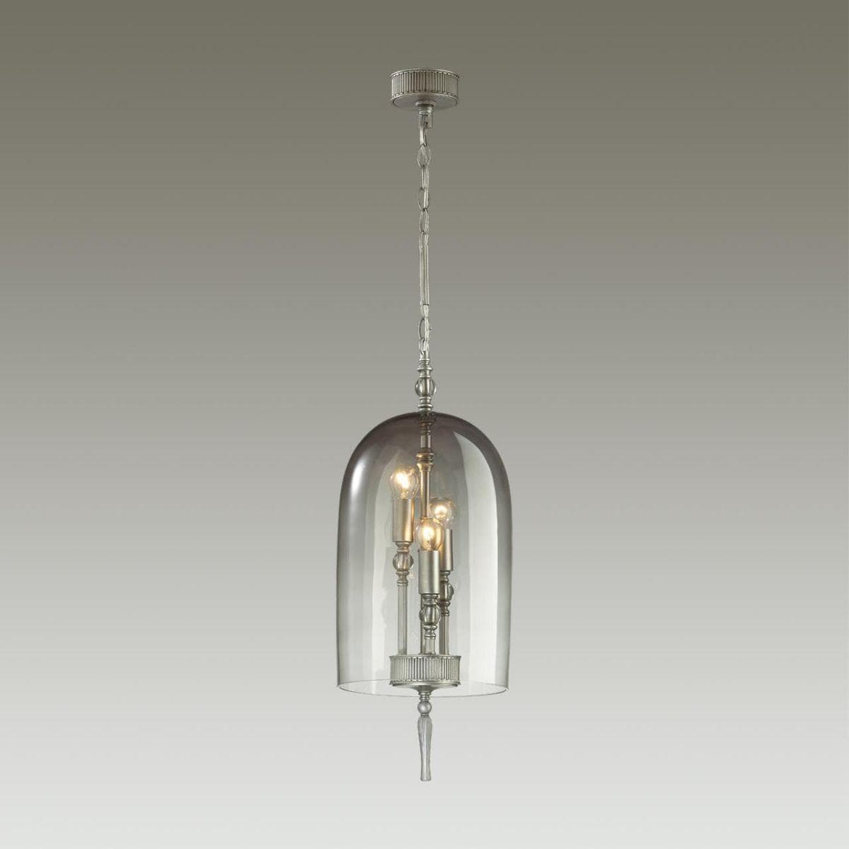 Odeon Light 4882/3 NEO ODL_EX22 25 серебрист.с патиной/дымчатый/стекло Подвес E14 3*40W BELL — миниатюра 4