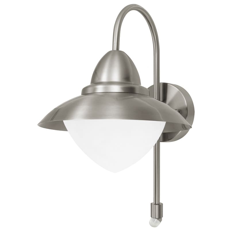 Eglo Светильник уличный настенный SIDNEY с датч. движения, 1х60W (E27), H375, нерж. сталь/стекло 87105