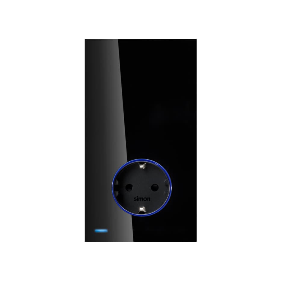 Simon 100 Черный глянец Hub Pro Simon iO с розеткой Schuko 2Р+Е 16А 250В~ 10034108-138