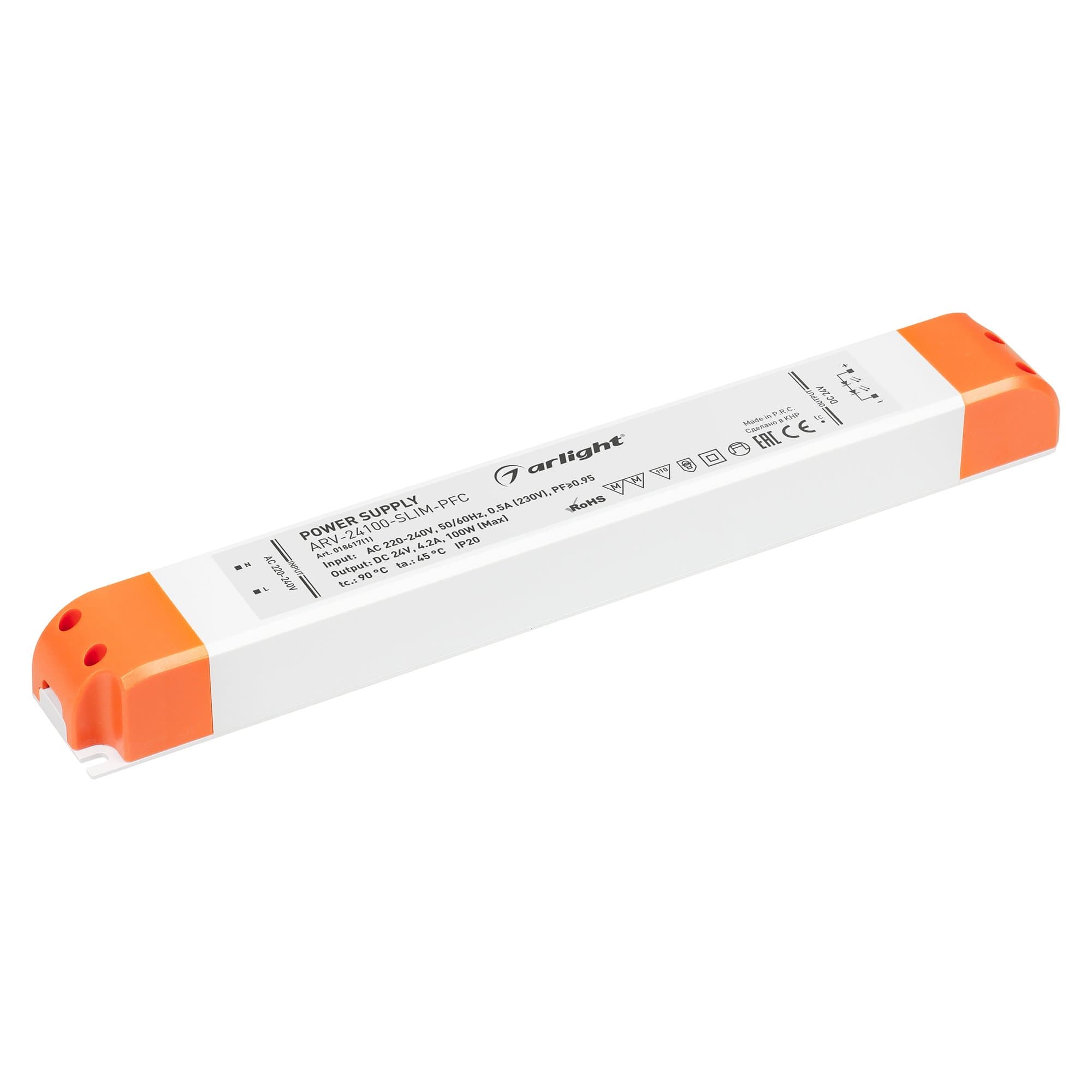 Arlight Блок питания ARV-24100-SLIM-PFC (24V, 4.2A, 100W) (IP20 Пластик, 2 года) 018617(1)