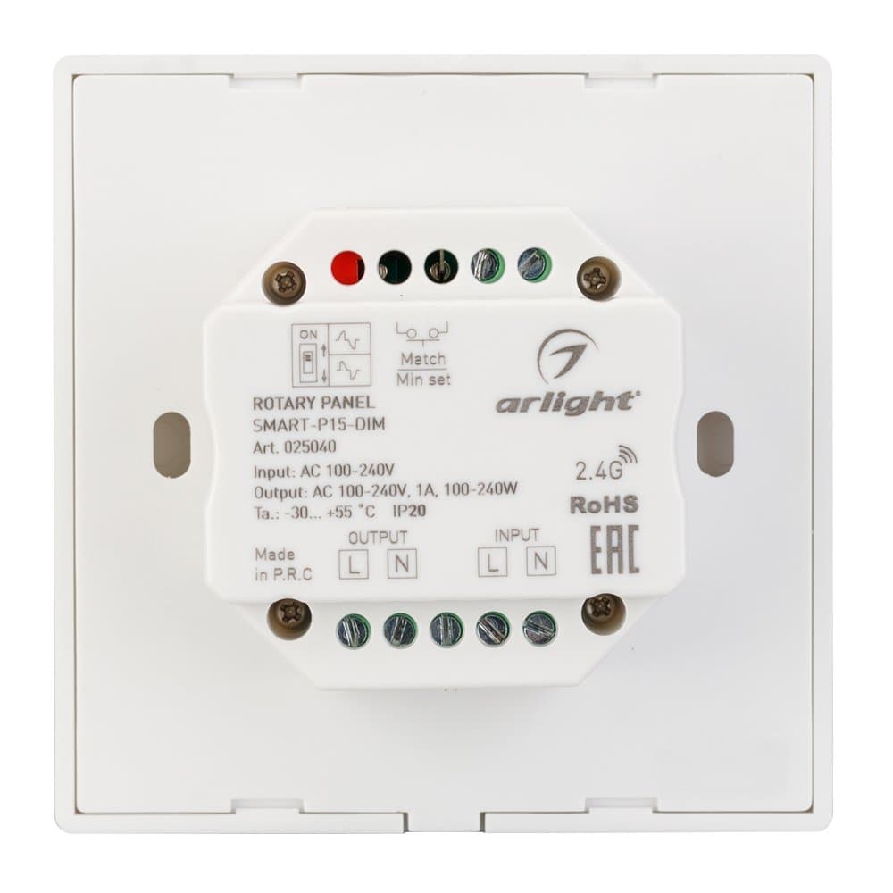 Arlight Панель SMART-P15-DIM-IN White (230V, 1A, TRIAC, Rotary, 2.4G) (IP20 Пластик, 5 лет) 025040 — миниатюра 2
