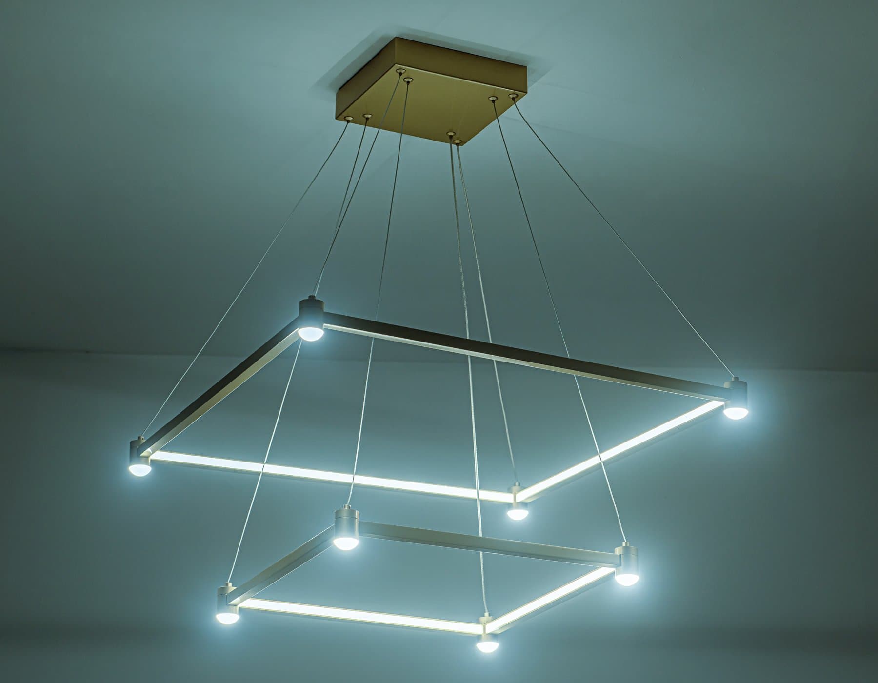 Ambrella Светильник подвесной светодиодный FL5599/2+8 GD золотой 60W 3000K/4200K/6400K 600*600*1300 (без ПДУ) — миниатюра 5