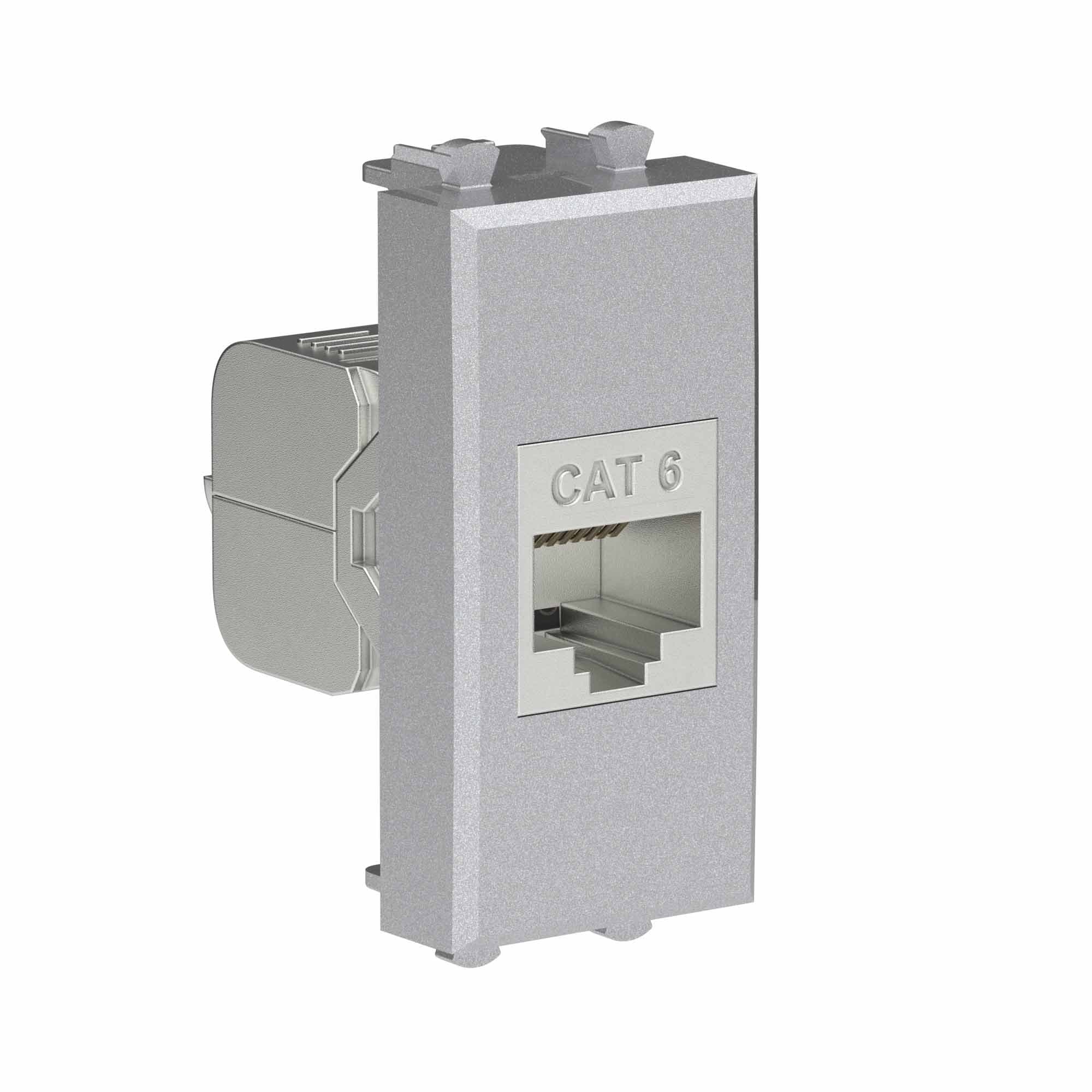 DKC Компьютерная розетка RJ-45 без шторки модульная, кат.6 экранированная, "Avanti", "Закаленная сталь", 1 модуль — миниатюра 2