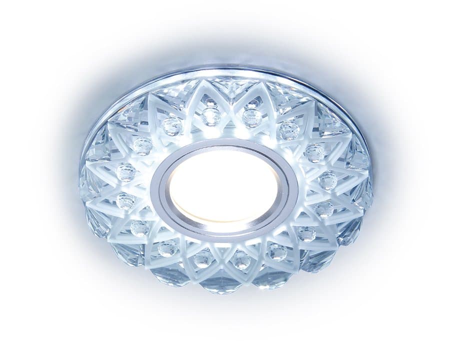 Ambrella Встраиваемый точечный светильник с LED подсветкой S375 CL/FR прозрачный/матовый GU5.3+3W(LED WHITE) D120*25