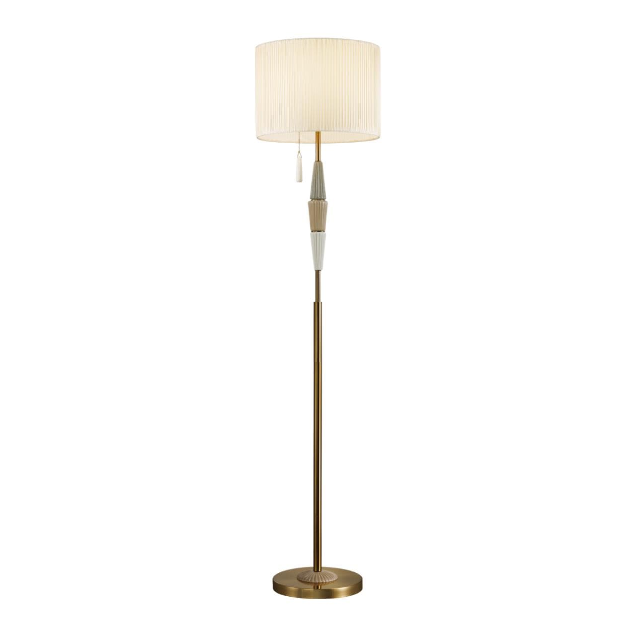 Odeon Light 5403/1FA CLASSIC ODL_EX24 77 бронзовый/светло-коричневый/кремовый/металл/керамика/ткань Торшер E27 1*60W LATTE