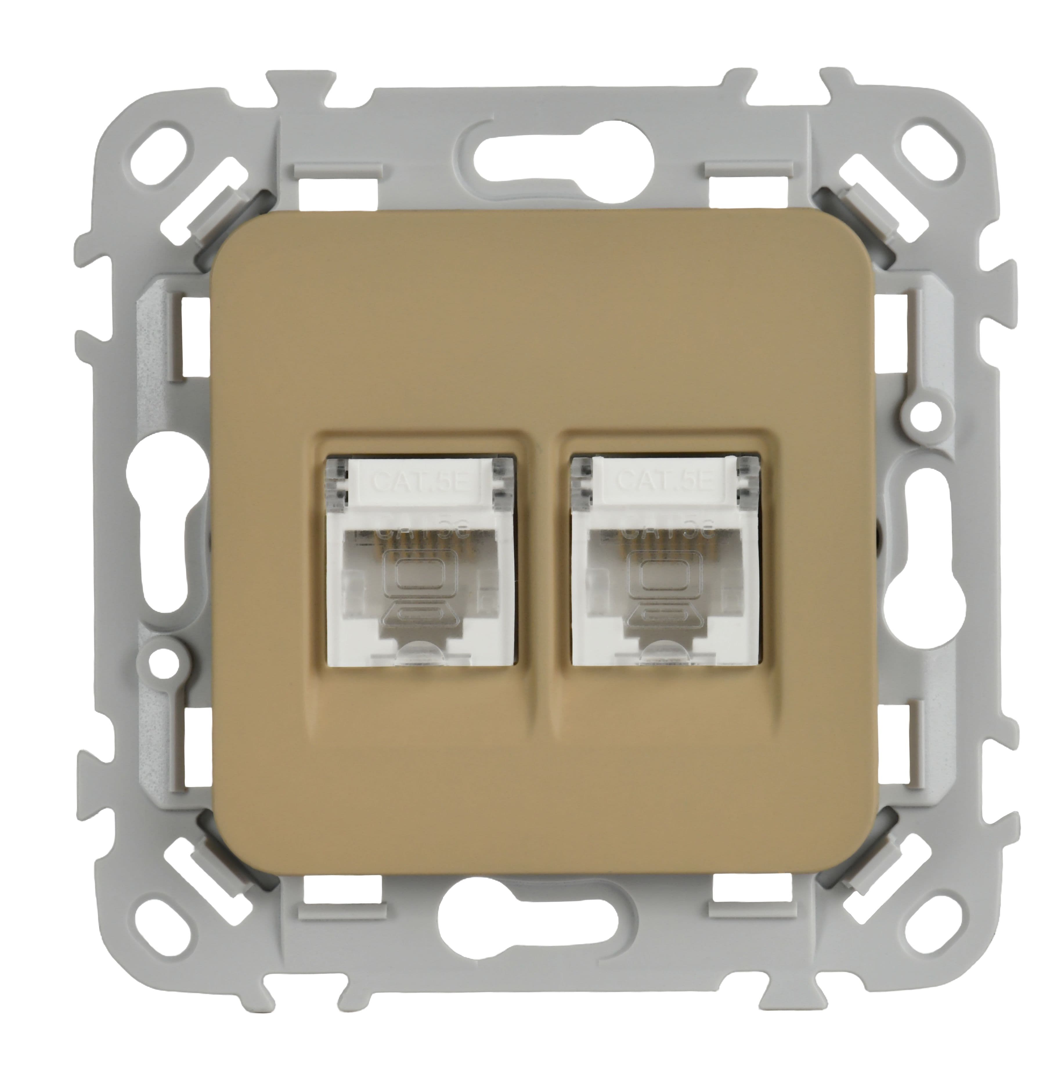 IEK FLITE Хаки Розетка 2-местная компьютерная RJ45 категория 5Е UTP — миниатюра 2