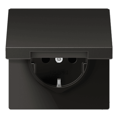 JUNG SCHUKO®-розетка 16 A / 250 B ~ с крышкой, антрацит AL1521KLAN