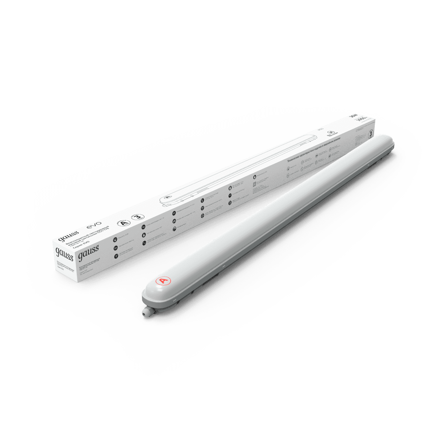 Gauss Светильник IP65 LED ССП-176 EVO IP65 1200*76*66 36W 3960lm 6500K с БАП на 1ч, 1/12 864425336A — миниатюра 5