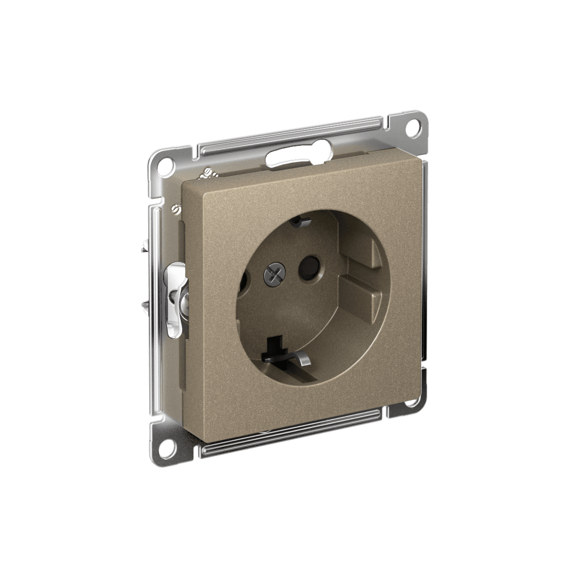 Systeme Electric AtlasDesign Шампань Розетка с заземлением со шторками, 16А, мех., быстрозажим. клем. — миниатюра 1