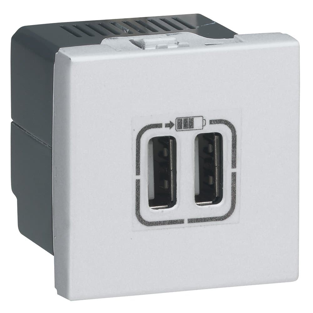 Legrand Mosaic Алюминий Розетка USB для зарядки двойная 079394