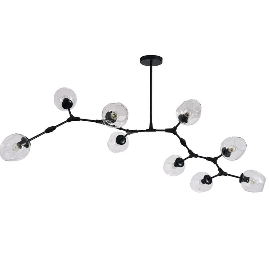 Kink Light 07512-9,19(21) Люстра Нисса черный (прозрачные плафоны) w180*80 h45/65 E27 9*40W