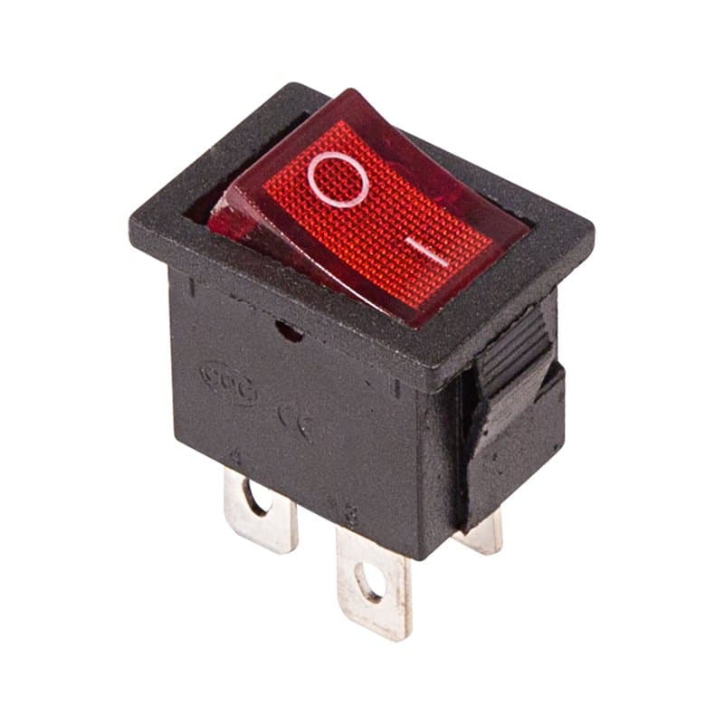 Выключатель клавишный 250V 6А (4с) ON-OFF красный с подсветкой Mini (RWB-207, SC-768) Индивидуальная упаковка 1 шт Rexant 36-2190-1
