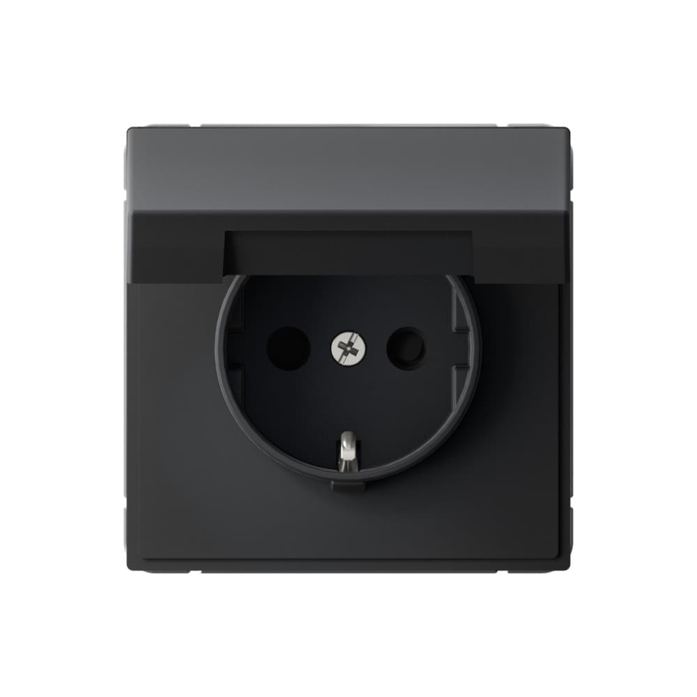 Systeme Electric ArtGallery Карбон Розетка с заземл. со шторк. с крышкой, 16А, IP20, механизм