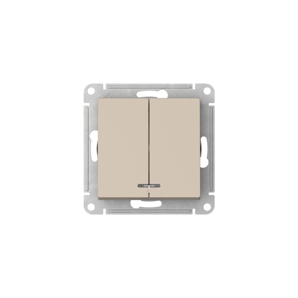 Systeme Electric AtlasDesign Песочный Выключатель 2-клавишный с подсвет.,сх.5а, 10АХ,мех., быстрозажим. клем. — миниатюра 2