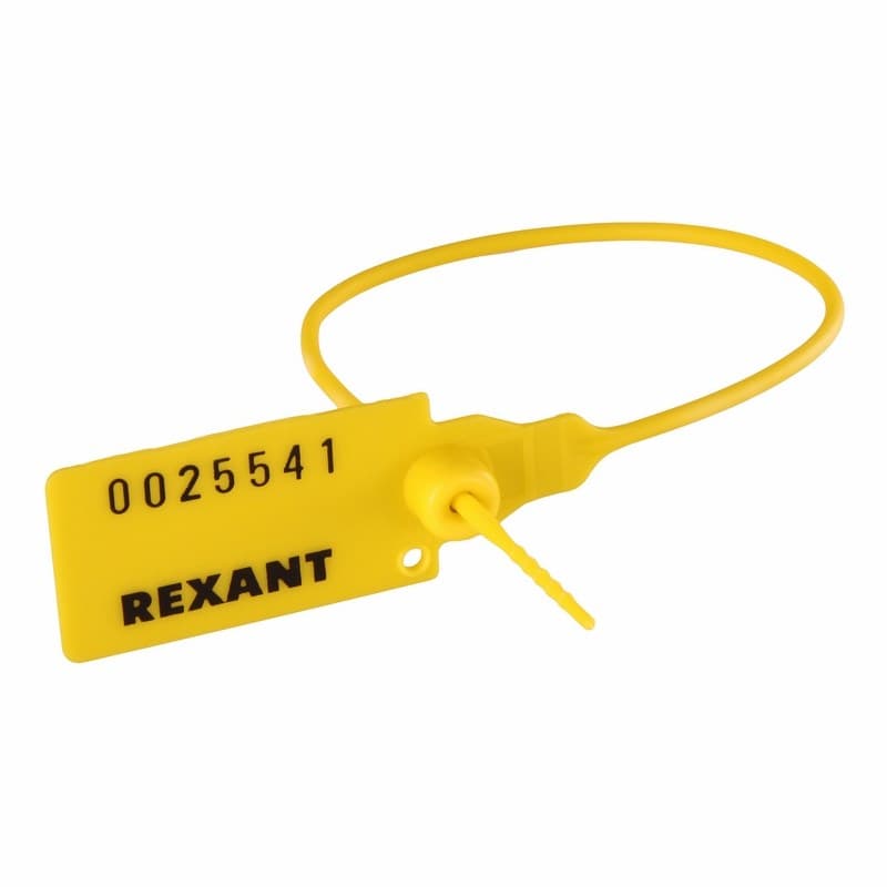 Пломба пластиковая, номерная, 220мм, желтая Rexant 07-6112