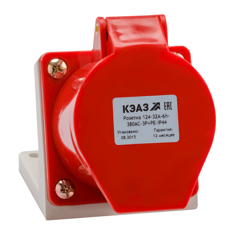 КЭАЗ Розетка для монтажа на поверхность 124-32А-6h-380AC-3P+PE-IP44