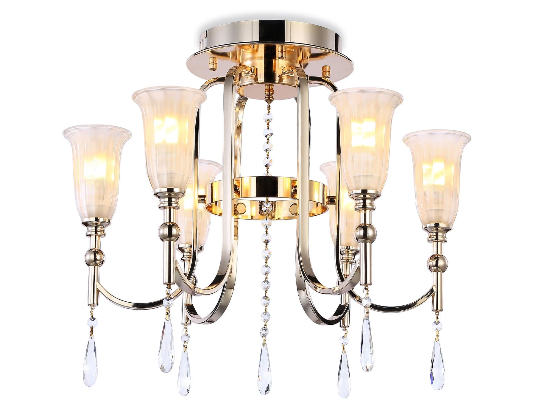 Ambrella Потолочная люстра с хрусталем TR3244/6 SGD/FR золото/белый матовый E14*6 max 40W D600*520