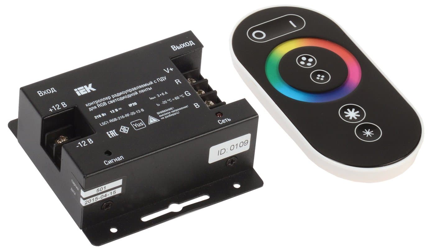 IEK Контроллер с ПДУ радио (черный) RGB 3 канала 12В, 6А, 216Вт