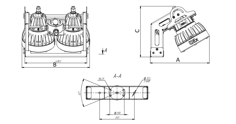 ZENITH LED Ex FLOODLIGHT G2/B 130Wх2 D30 850 HG (DA) — миниатюра 2