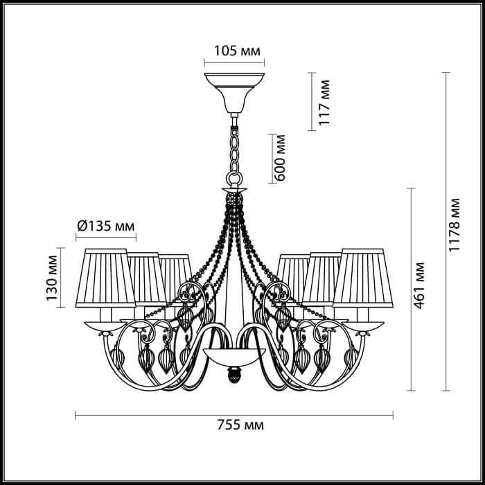 Odeon Light 3921/6 ODL18 528 бронза/ткань/стекло Люстра IP20 E14 6*40W 220V NIAGARA — миниатюра 3