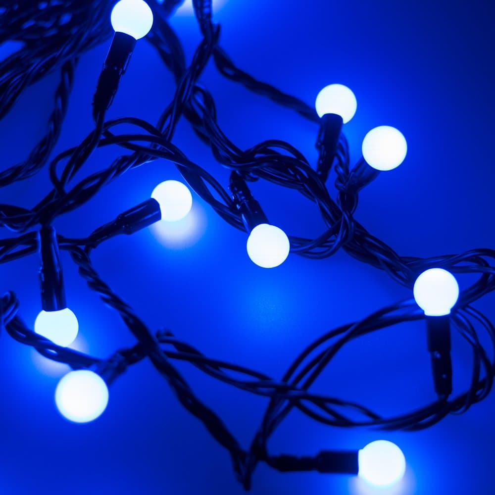 Arlight Светодиодная гирлянда ARD-BALL-CLASSIC-D13-5000-BLACK-50LED BLUE (230V, 3.5W) (Ardecoled, IP65) 025564 — миниатюра 1